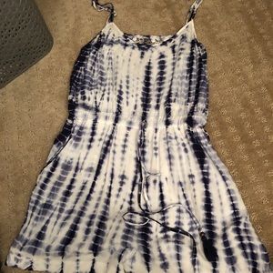 Blue and white romper- tie in the front